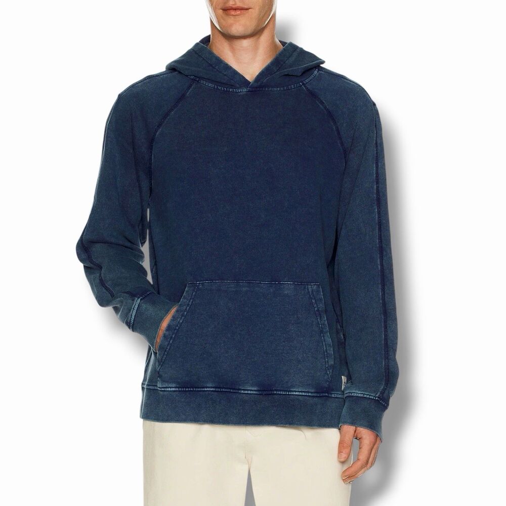 NWOT Fair Harbor Mens Saltaire Hoodie S Navy Blue Organic Cotton Terry Pullover